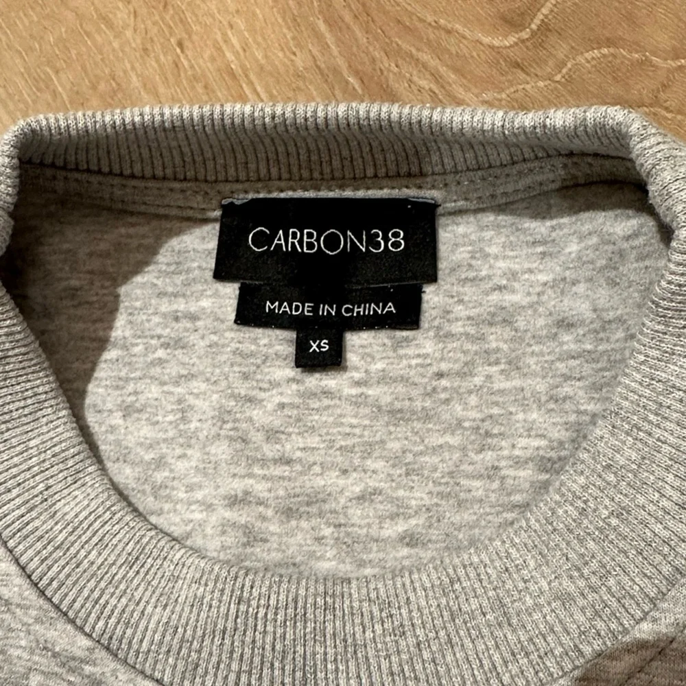 Carbon38 Rhinestone cut out Gray Sweatshirt with Embellished Shoulder - Picture 12 of 16